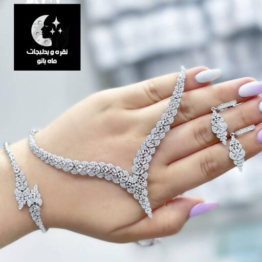 سرویس نقره زنانه میکرو با آبکاری طلا سفید و عیار 925 استاندارد